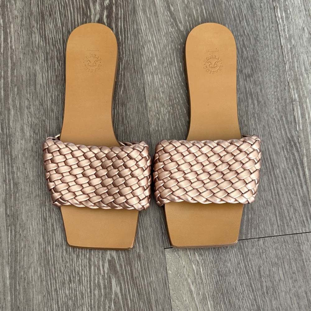 Braided Rose Gold Slide Sandals